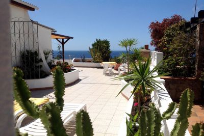 G-060 Ferienhaus am Meer Terrasse mit Pflanzen