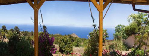 Ferienhaus in Puntagorda mit Meerblick von der Terrasse aus
