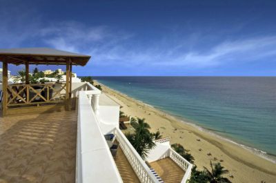 Morro Jable Ferienwohnung am Strand F-014 / Terrasse mit Blick auf den Strand