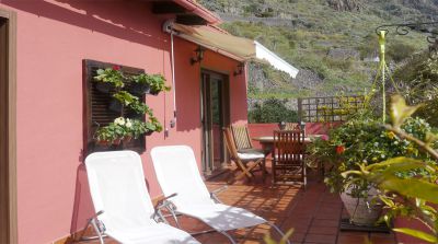 Finca La Gomera Hermigua GO-126 / Terrasse mit Sonnenliegen