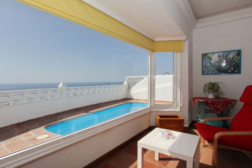 Ferienhaus am Meer - Wohnzimmer mit Meerblick