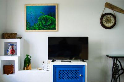 Ferienwohnung am Meer Lanzarote / Wohnraum mit SAT-TV