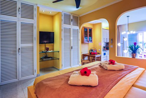 Fuerteventura Ferienwohnung F-055 Schlafzimmer TV