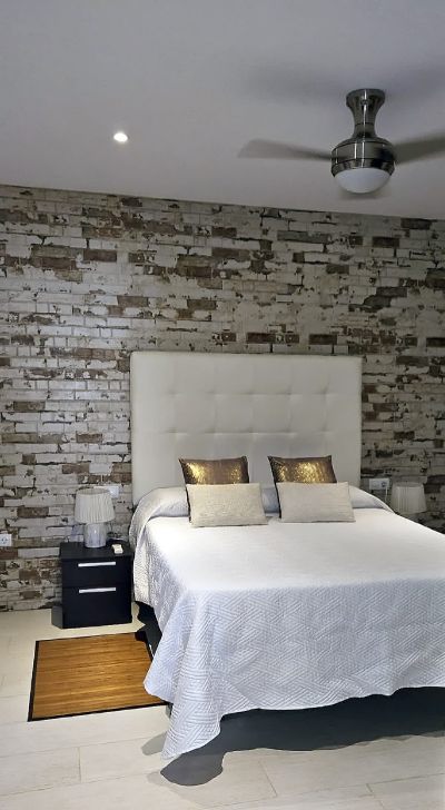 F-216 Ferienhaus im Norden von Fuerteventura Schlafzimmer mit Doppelbett