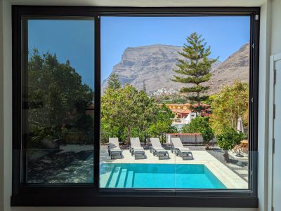 GO-031 Modernes Ferienhaus Valle Gran Rey La Gomera Blick zum Pool