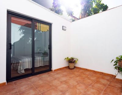 GO-041 Ferienwohnung La Gomera Valle Gran Rey, Terrasse neben Schlafzimmer