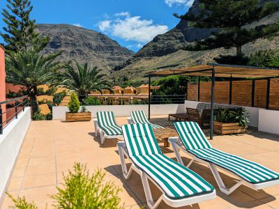 GO-041 Ferienwohnung La Gomera Valle Gran Rey, Dachterrasse mit Sonnenliegen
