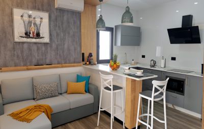 F-217 Ferienhaus in Lajares offener Wohnraum mit moderner Kueche